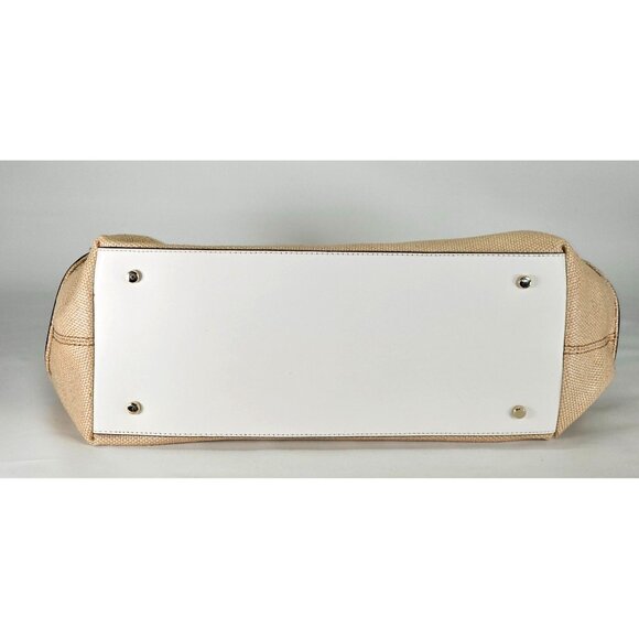 NWOT Kate Spade Women's Beige Canvas White Leather Vanston Dylan Burlap Bag 2252 - Picture 11 of 13